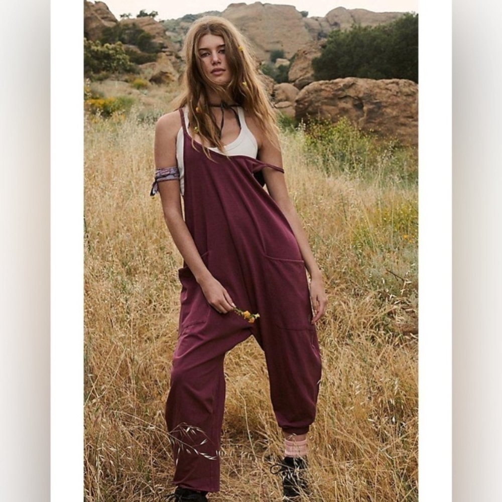 New Free People Movement Hot Shot Onesie in Pomegranate Red Berry XS